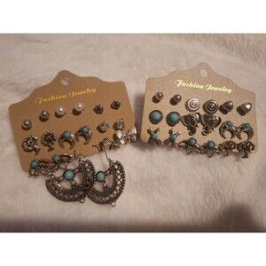 2 Sets Turquoise Blue Western Earrings 9 Pairs Each Pack Fashion Jewelry New